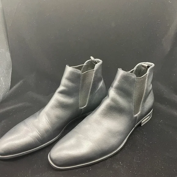 Prada | Shoes | Prada Mens Saffiano Leather Chelsea Boots  display picture 2